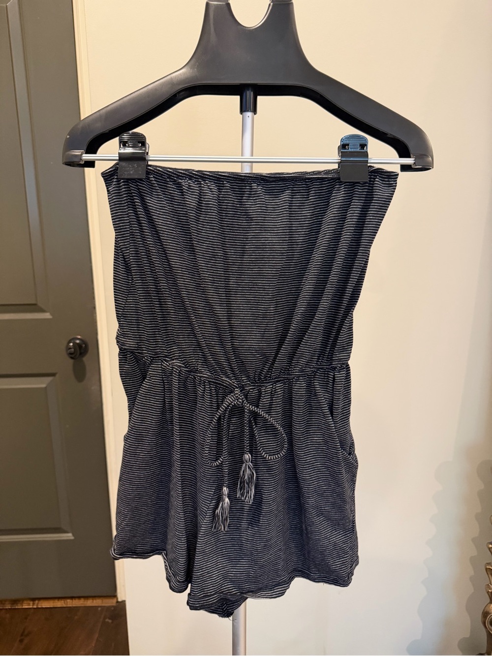 Mossimo Supply Co Black Striped Strapless Romper Size M